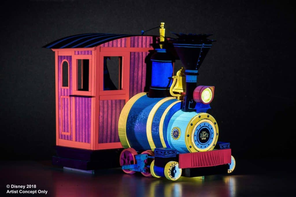 Mickey and Minnie's Runaway Railway Concept Ride Vehicle. Credit Disney